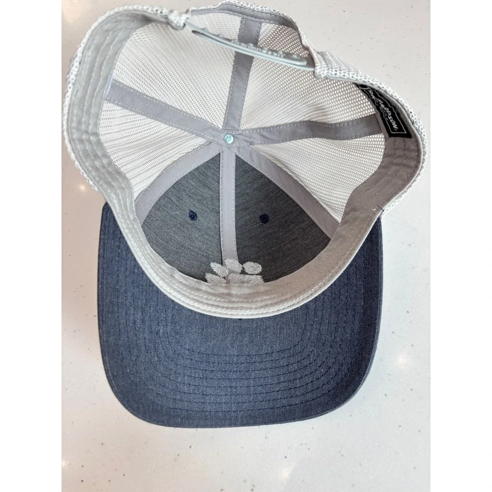 Richardson 115 Low Pro Trucker Hat Navy Blue Denim Mesh Paw Print Snapback Cap